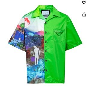 PRADA - Double Match Re-Nylon bowling shirt
